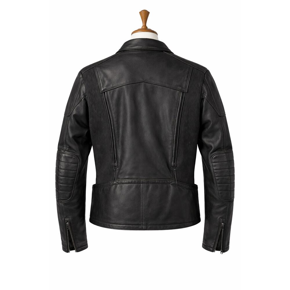 VTG ECHT Ledger Leather Heavy Motorcycle Jacket Mens Size S-M Biker Hein Gerike - Picture 3 of 6